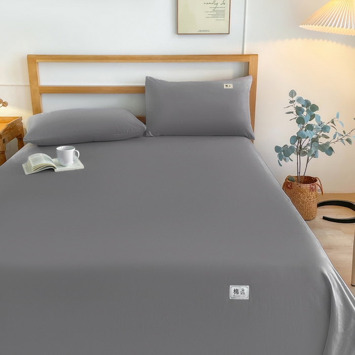 91家纺网 家纺一手货源 找家纺 暖芯优选 2025新款40S13376纯色全棉水洗棉单品系列床单单件-单床单 深灰