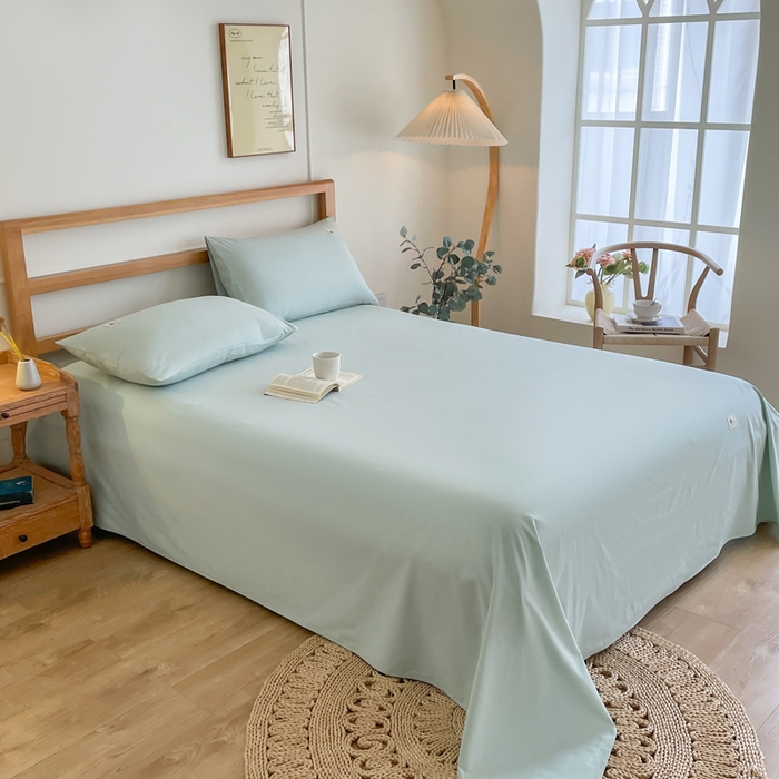 91家纺网 家纺一手货源 找家纺 暖芯优选 2025新款40S13376纯色全棉水洗棉单品系列床单单件-单床单 浅绿