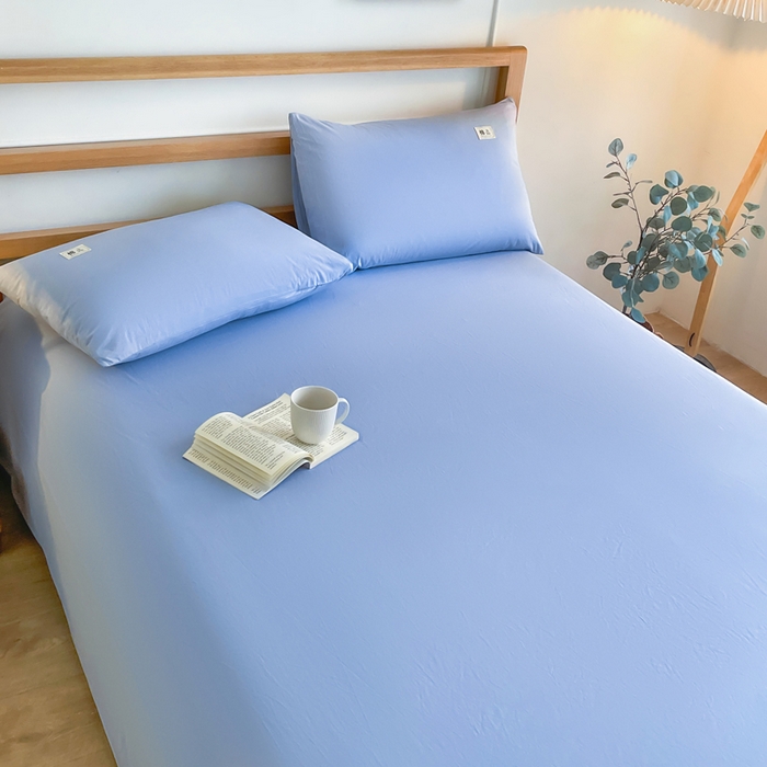 91家纺网 家纺一手货源 找家纺 暖芯优选 2025新款40S13376纯色全棉水洗棉单品系列床单单件-单床单 天蓝