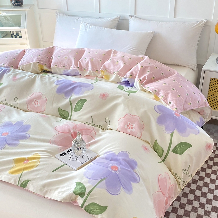 91家纺网 家纺一手货源 找家纺 小叮当家纺仓储工厂店 （爆款花型 长期款 不断货）2025年新款小清新印花条纹卡通花卉纯棉全棉单品系列--单被套 惊鸿仙子