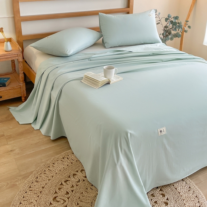 91家纺网 家纺一手货源 找家纺 暖芯优选 2025新款40S13376纯色全棉水洗棉单品系列床单单件-单床单 浅绿