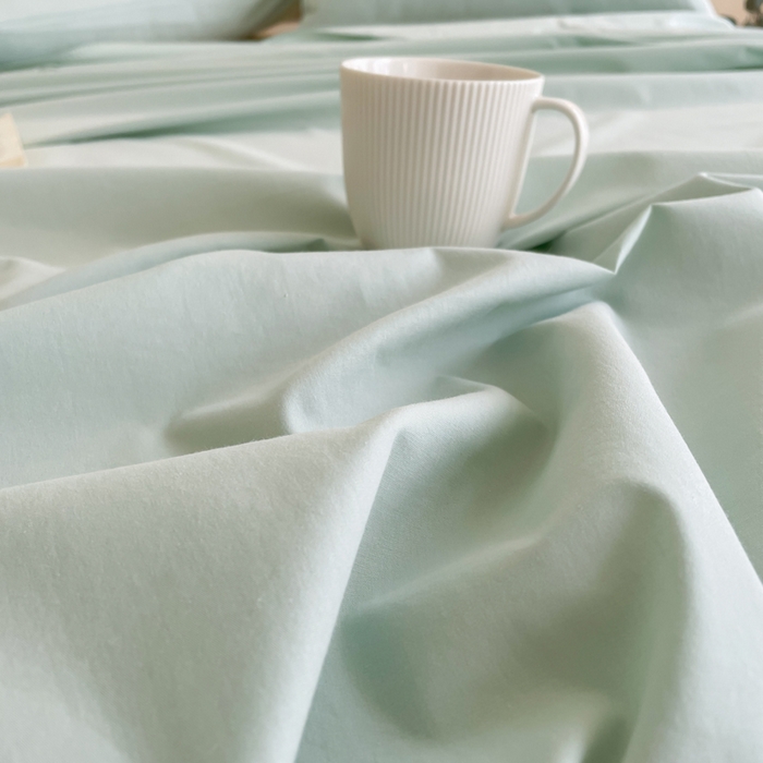91家纺网 家纺一手货源 找家纺 暖芯优选 2025新款40S13376纯色全棉水洗棉单品系列床单单件-单床单 浅绿