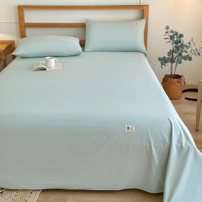 91家纺网 家纺一手货源 找家纺 暖芯优选 2025新款40S13376纯色全棉水洗棉单品系列床单单件-单床单 浅绿