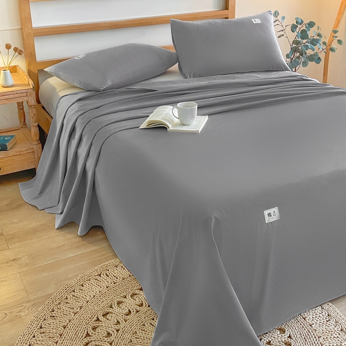 91家纺网 家纺一手货源 找家纺 暖芯优选 2025新款40S13376纯色全棉水洗棉单品系列床单单件-单床单 深灰