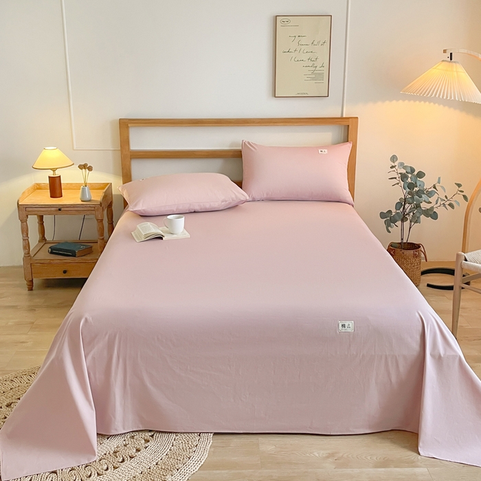 暖芯优选 2025新款40S13376纯色全棉水洗棉单品系列床单单件-单床单 豆沙