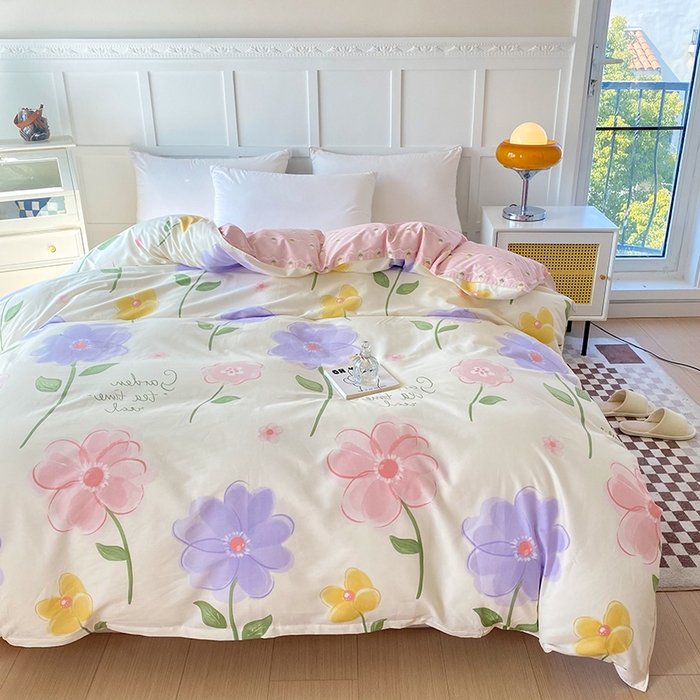 91家纺网 家纺一手货源 找家纺 小叮当家纺仓储工厂店 （爆款花型 长期款 不断货）2025年新款小清新印花条纹卡通花卉纯棉全棉单品系列--单被套 惊鸿仙子