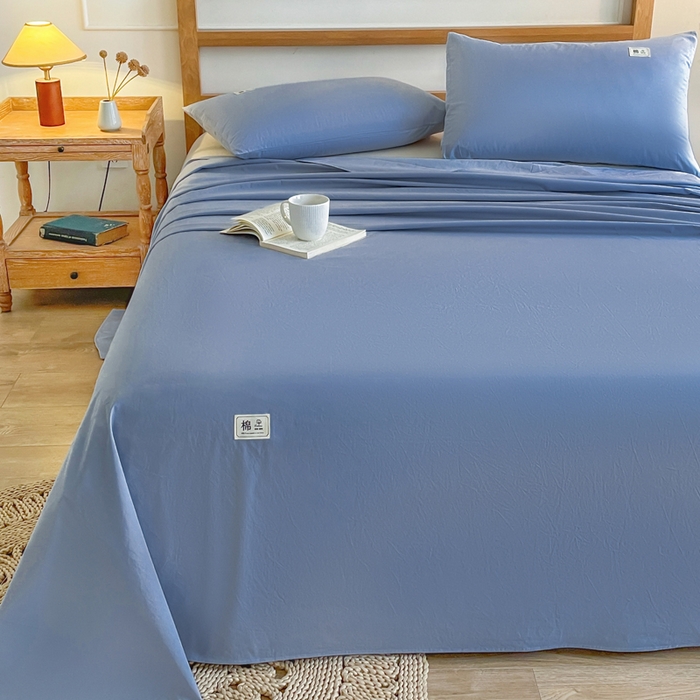 91家纺网 家纺一手货源 找家纺 暖芯优选 2025新款40S13376纯色全棉水洗棉单品系列床单单件-单床单 深蓝