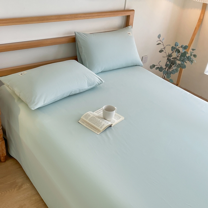 91家纺网 家纺一手货源 找家纺 暖芯优选 2025新款40S13376纯色全棉水洗棉单品系列床单单件-单床单 浅绿