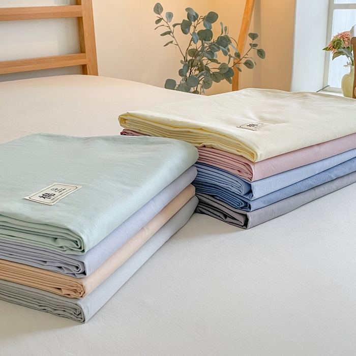 91家纺网 家纺一手货源 找家纺 暖芯优选 2025新款40S13376纯色全棉水洗棉单品系列床单单件-单床单 组合图仅供展示