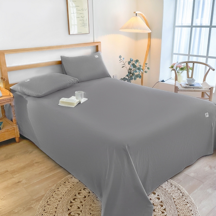 91家纺网 家纺一手货源 找家纺 暖芯优选 2025新款40S13376纯色全棉水洗棉单品系列床单单件-单床单 深灰