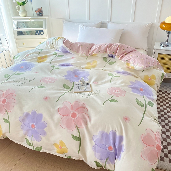 91家纺网 家纺一手货源 找家纺 小叮当家纺仓储工厂店 （爆款花型 长期款 不断货）2025年新款小清新印花条纹卡通花卉纯棉全棉单品系列--单被套 惊鸿仙子