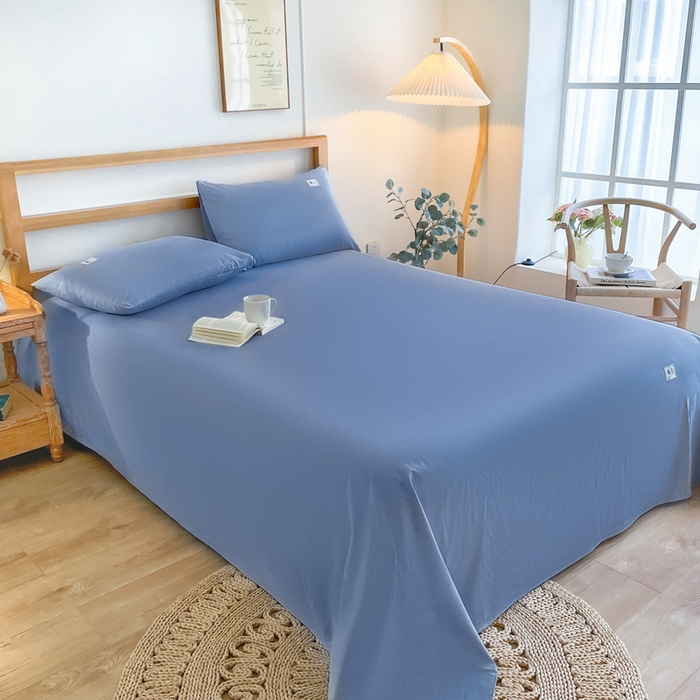 91家纺网 家纺一手货源 找家纺 暖芯优选 2025新款40S13376纯色全棉水洗棉单品系列床单单件-单床单 深蓝