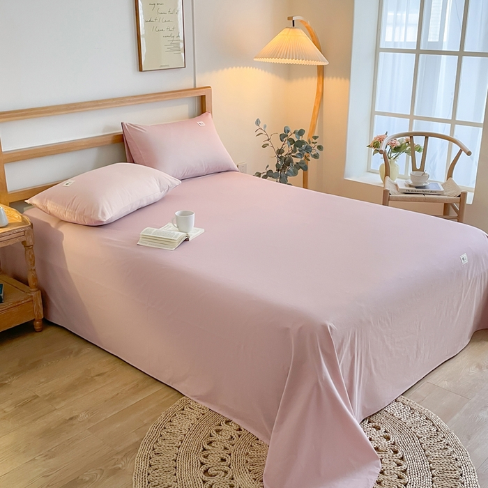 91家纺网 家纺一手货源 找家纺 暖芯优选 2025新款40S13376纯色全棉水洗棉单品系列床单单件-单床单 豆沙