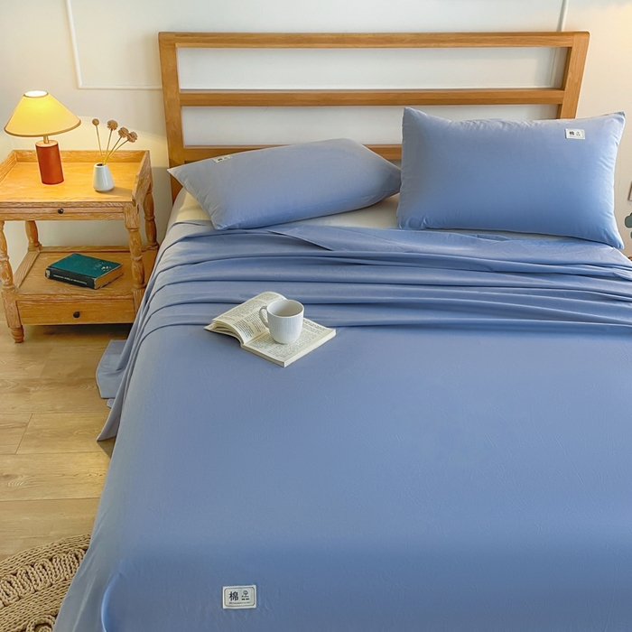 91家纺网 家纺一手货源 找家纺 暖芯优选 2025新款40S13376纯色全棉水洗棉单品系列床单单件-单床单 深蓝