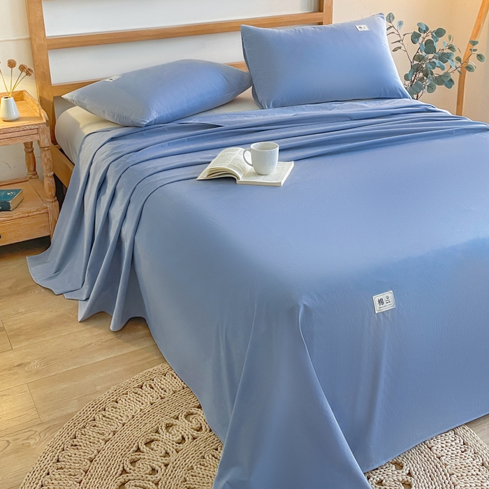 91家纺网 家纺一手货源 找家纺 暖芯优选 2025新款40S13376纯色全棉水洗棉单品系列床单单件-单床单 深蓝