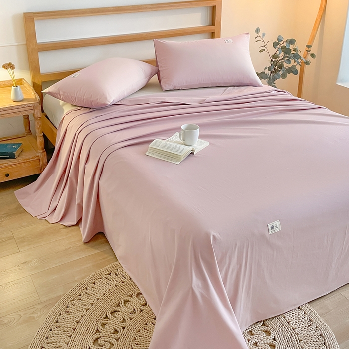 91家纺网 家纺一手货源 找家纺 暖芯优选 2025新款40S13376纯色全棉水洗棉单品系列床单单件-单床单 豆沙