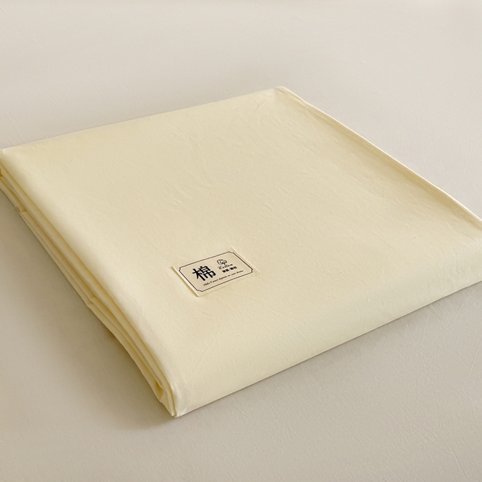 91家纺网 家纺一手货源 找家纺 暖芯优选 2025新款40S13376纯色全棉水洗棉单品系列床单单件-单床单 奶油黄