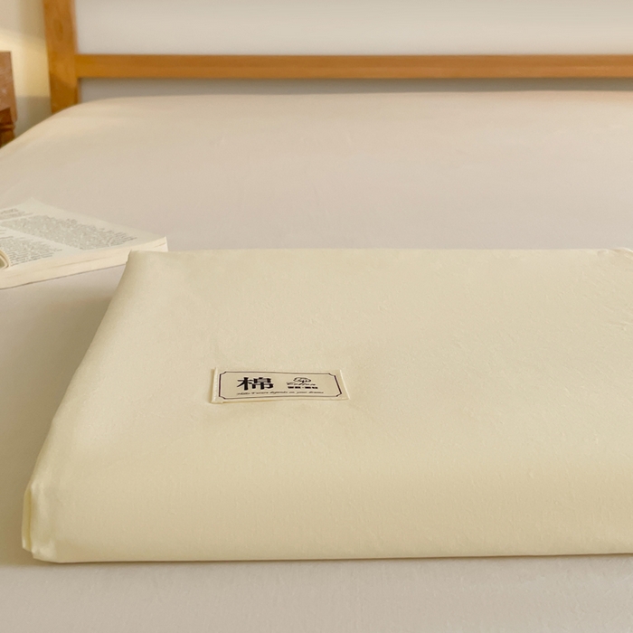 91家纺网 家纺一手货源 找家纺 暖芯优选 2025新款40S13376纯色全棉水洗棉单品系列床单单件-单床单 奶油黄