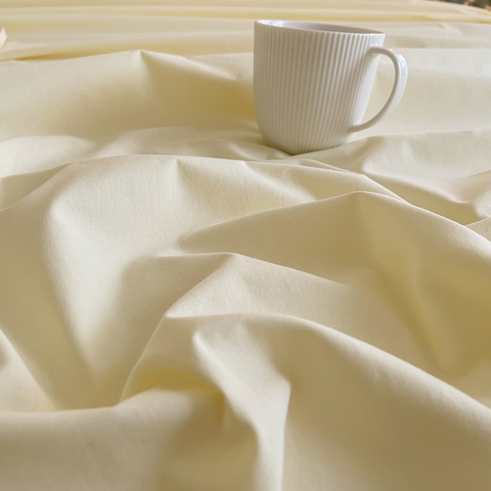 91家纺网 家纺一手货源 找家纺 暖芯优选 2025新款40S13376纯色全棉水洗棉单品系列床单单件-单床单 奶油黄