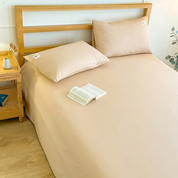 91家纺网 家纺一手货源 找家纺 暖芯优选 2025新款40S13376纯色全棉水洗棉单品系列床单单件-单床单 卡其