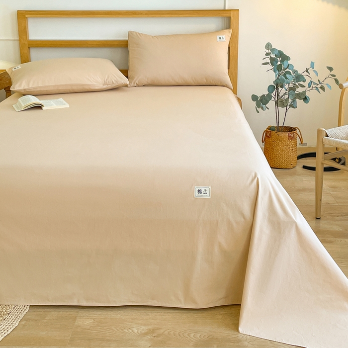 91家纺网 家纺一手货源 找家纺 暖芯优选 2025新款40S13376纯色全棉水洗棉单品系列床单单件-单床单 卡其