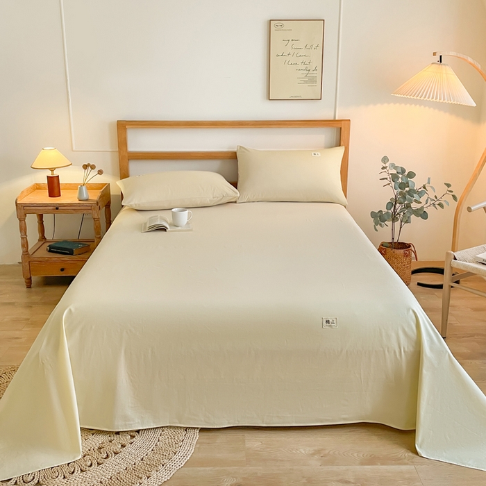 暖芯优选 2025新款40S13376纯色全棉水洗棉单品系列床单单件-单床单 奶油黄