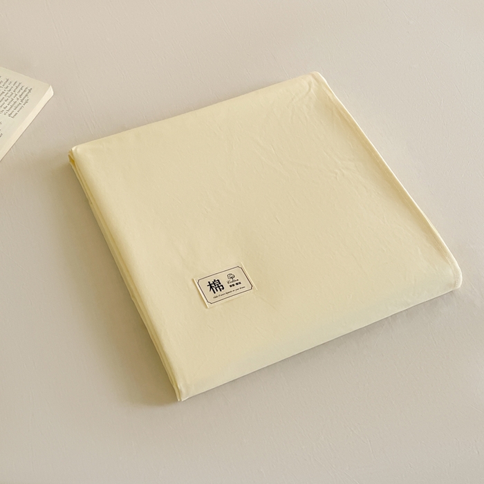 91家纺网 家纺一手货源 找家纺 暖芯优选 2025新款40S13376纯色全棉水洗棉单品系列床单单件-单床单 奶油黄