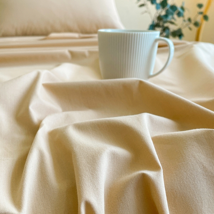 91家纺网 家纺一手货源 找家纺 暖芯优选 2025新款40S13376纯色全棉水洗棉单品系列床单单件-单床单 卡其