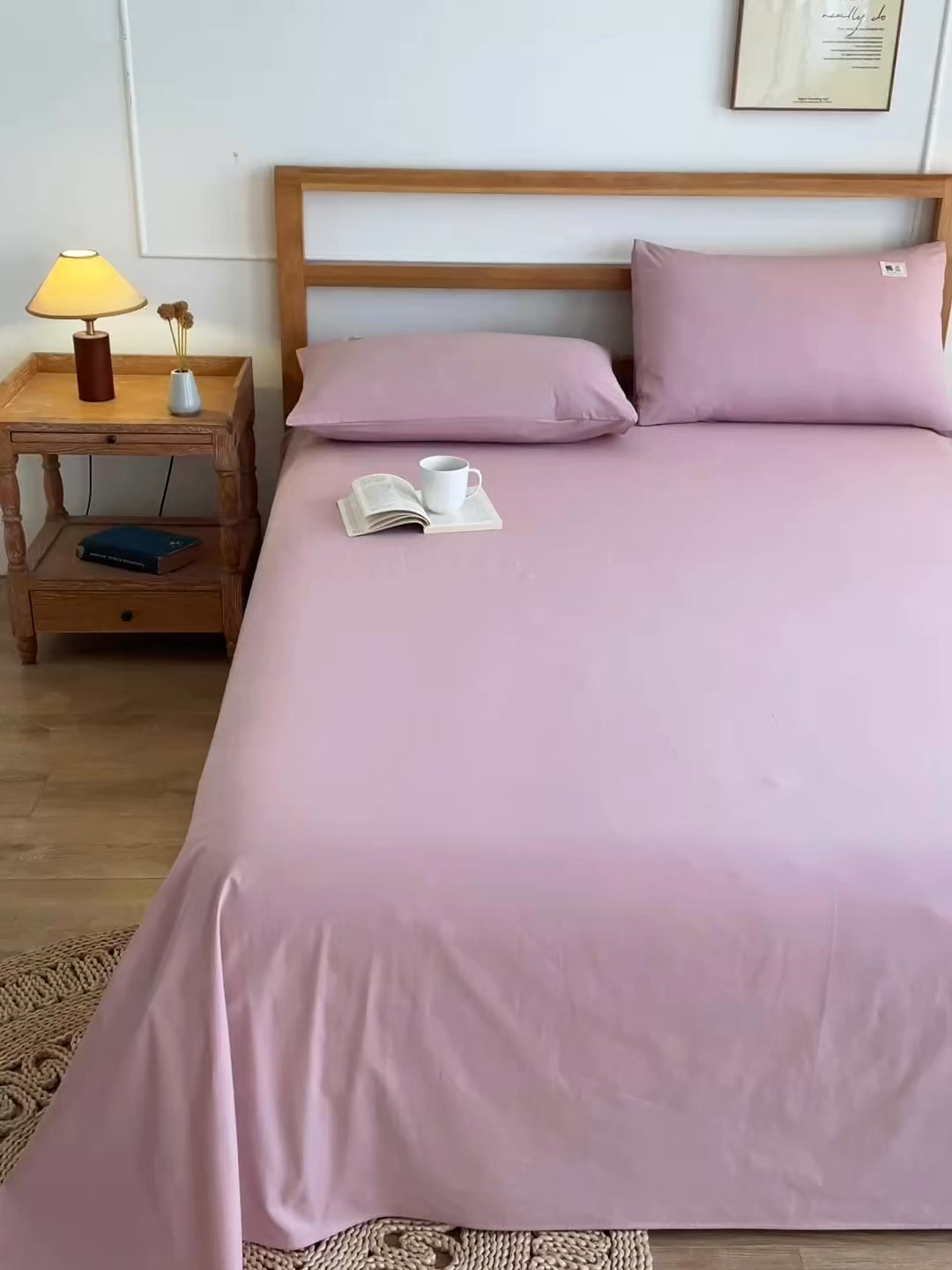 91家纺网 家纺一手货源 找家纺 暖芯优选 2025新款40S13376纯色全棉水洗棉单品系列床单单件-单床单 豆沙