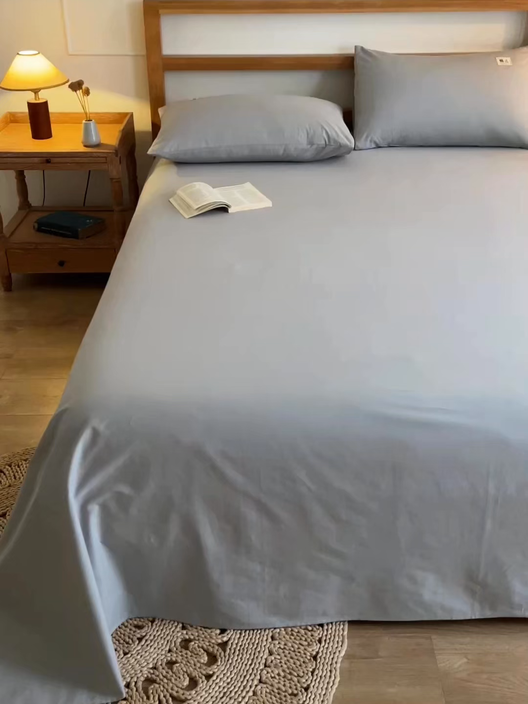 91家纺网 家纺一手货源 找家纺 暖芯优选 2025新款40S13376纯色全棉水洗棉单品系列床单单件-单床单 浅灰