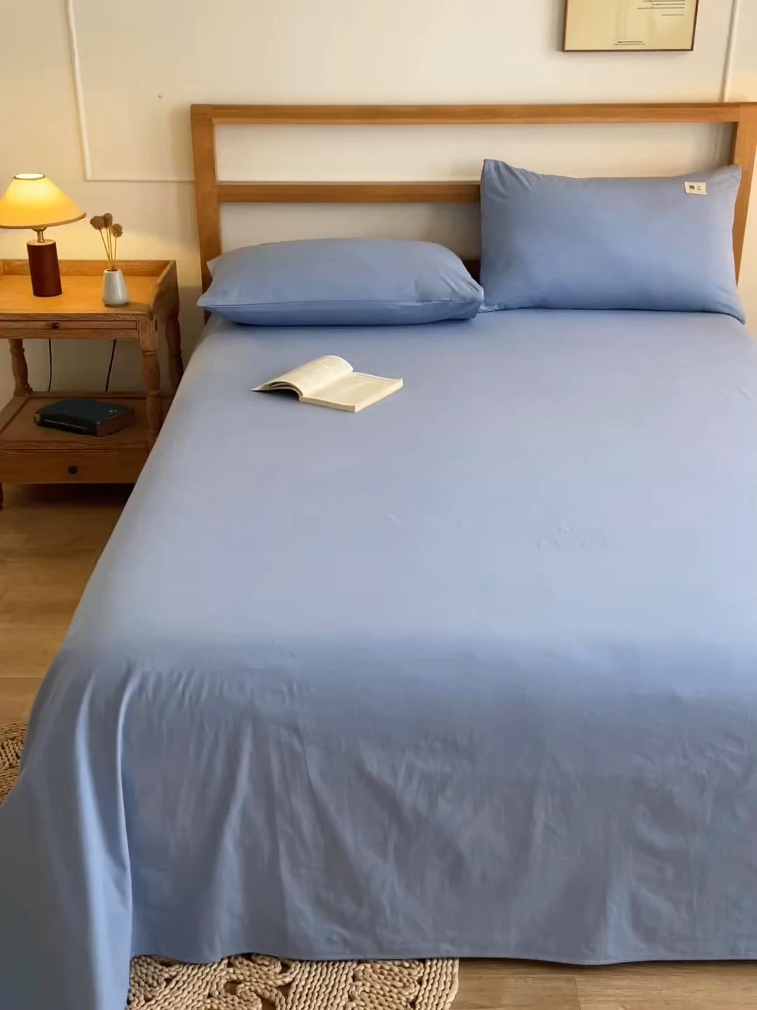 91家纺网 家纺一手货源 找家纺 暖芯优选 2025新款40S13376纯色全棉水洗棉单品系列床单单件-单床单 天蓝