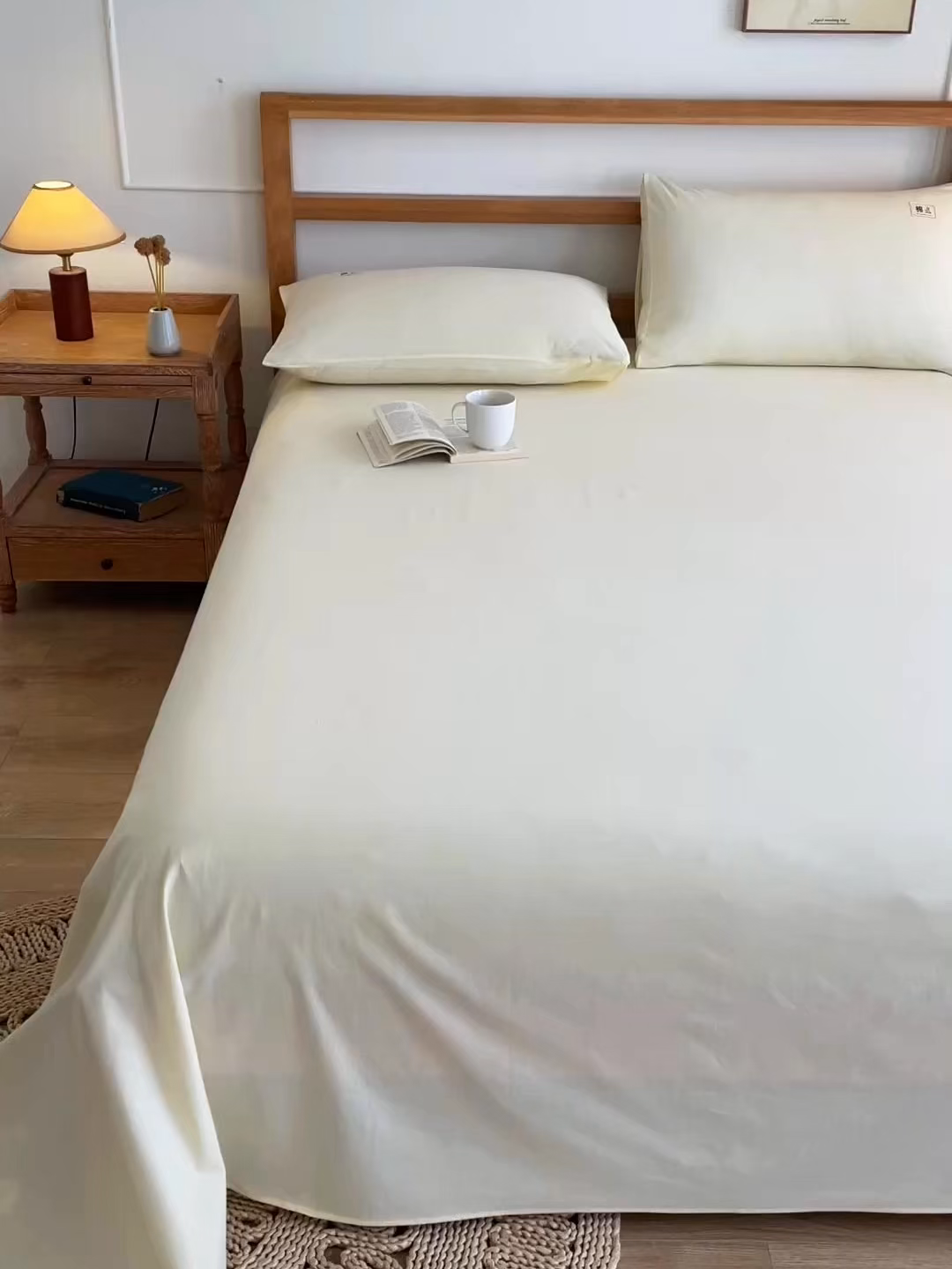 91家纺网 家纺一手货源 找家纺 暖芯优选 2025新款40S13376纯色全棉水洗棉单品系列床单单件-单床单 奶油黄