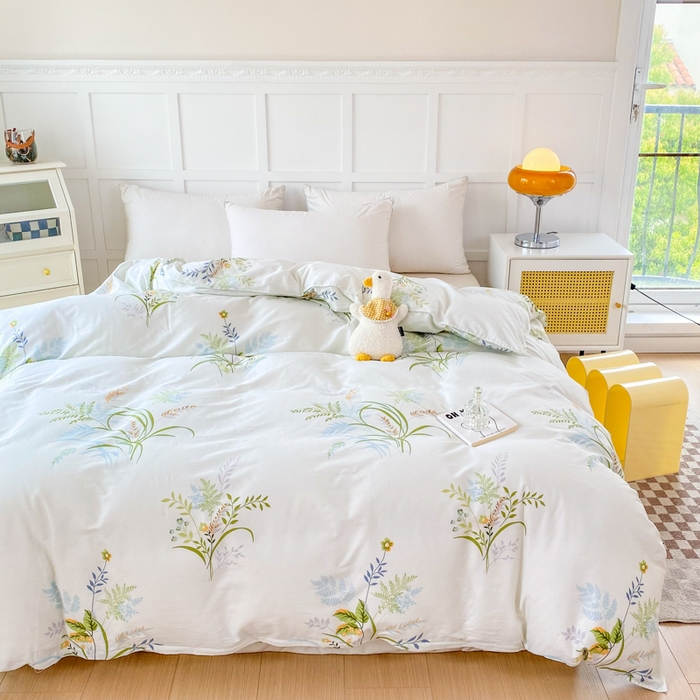 91家纺网 家纺一手货源 找家纺 小叮当家纺仓储工厂店 （爆款花型 长期款 不断货）2025年新款小清新印花条纹卡通花卉纯棉全棉单品系列--单被套 香草集AA