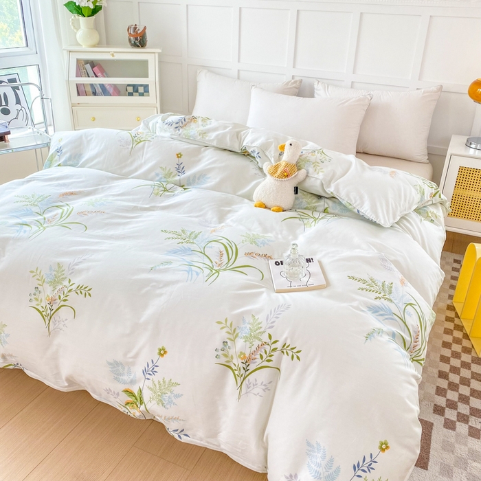 91家纺网 家纺一手货源 找家纺 小叮当家纺仓储工厂店 （爆款花型 长期款 不断货）2025年新款小清新印花条纹卡通花卉纯棉全棉单品系列--单被套 香草集AA