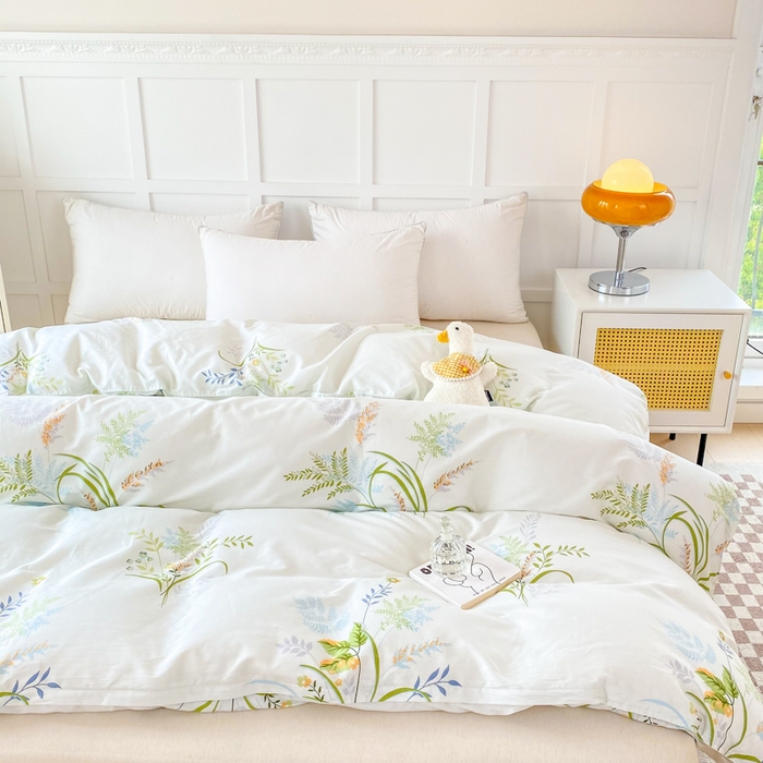 91家纺网 家纺一手货源 找家纺 小叮当家纺仓储工厂店 （爆款花型 长期款 不断货）2025年新款小清新印花条纹卡通花卉纯棉全棉单品系列--单被套 香草集AA