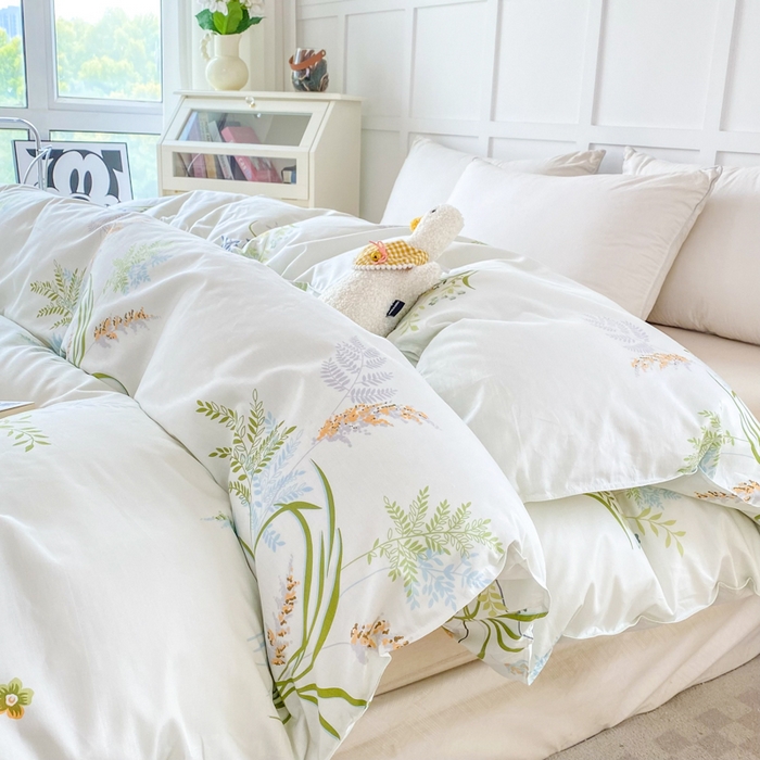 91家纺网 家纺一手货源 找家纺 小叮当家纺仓储工厂店 （爆款花型 长期款 不断货）2025年新款小清新印花条纹卡通花卉纯棉全棉单品系列--单被套 香草集AA