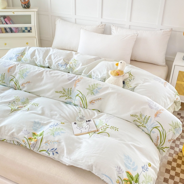 91家纺网 家纺一手货源 找家纺 小叮当家纺仓储工厂店 （爆款花型 长期款 不断货）2025年新款小清新印花条纹卡通花卉纯棉全棉单品系列--单被套 香草集AA