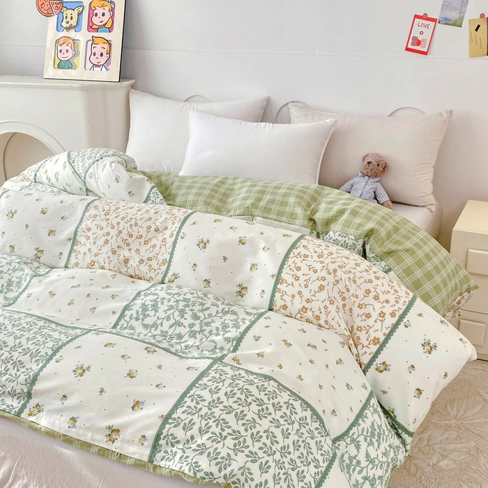 91家纺网 家纺一手货源 找家纺 小叮当家纺仓储工厂店 （爆款花型 长期款 不断货）2025年新款小清新印花条纹卡通花卉纯棉全棉单品系列--单被套 馨香花季