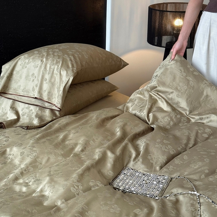 91家纺网 家纺一手货源 找家纺 鹿班家居2025新款秋冬款100S长绒棉提花系列——花畔呢喃（标准会员-20元） 绿色