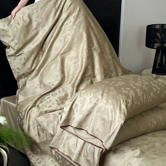 91家纺网 家纺一手货源 找家纺 鹿班家居2025新款秋冬款100S长绒棉提花系列——花畔呢喃（标准会员-20元） 绿色