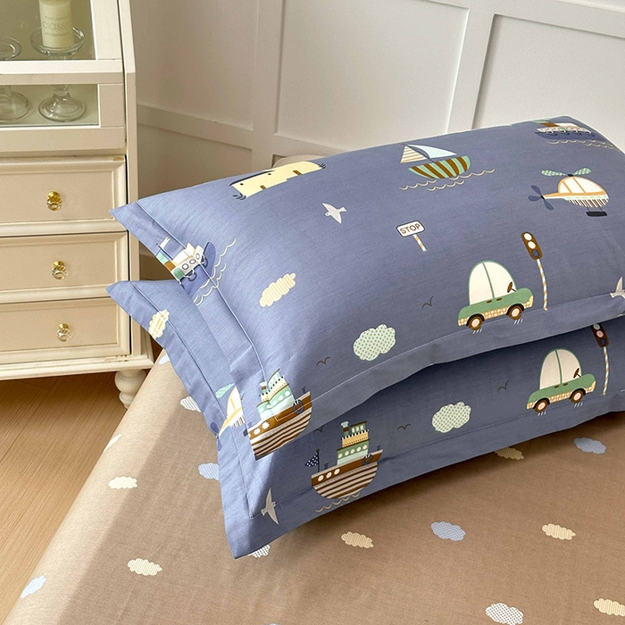 91家纺网 家纺一手货源 找家纺 小叮当家纺仓储工厂店 （爆款花型 长期款 不断货）2025年新款条纹卡通花卉纯棉全棉单只枕套一对装 玩具乐园-兰