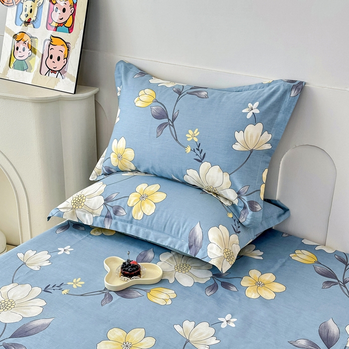 小叮当家纺仓储工厂店 （爆款花型 长期款 不断货）2025年新款条纹卡通花卉纯棉全棉单只枕套一对装 国色添香