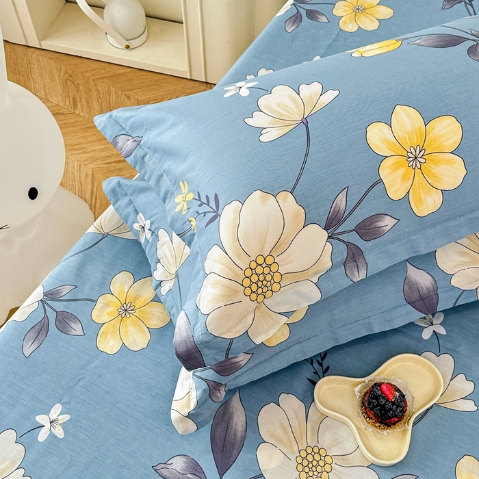 91家纺网 家纺一手货源 找家纺 小叮当家纺仓储工厂店 （爆款花型 长期款 不断货）2025年新款条纹卡通花卉纯棉全棉单只枕套一对装 国色添香