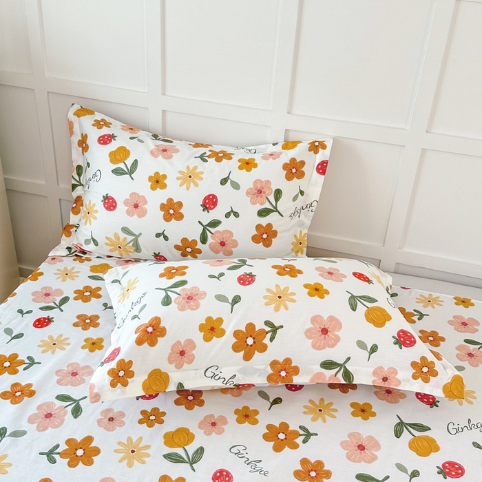 91家纺网 家纺一手货源 找家纺 小叮当家纺仓储工厂店 （爆款花型 长期款 不断货）2025年新款条纹卡通花卉纯棉全棉单只枕套一对装 花期