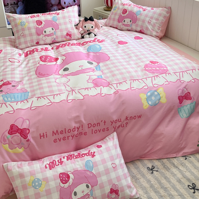 91家纺网 家纺一手货源 找家纺 金爱家 2025新款三丽鸥纯棉数码印花系列四件套 大阪-星戴美乐蒂