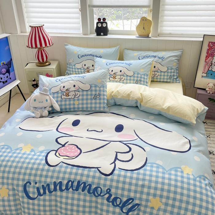 金爱家 2025新款三丽鸥纯棉数码印花系列四件套 大阪-奶芙玉桂狗