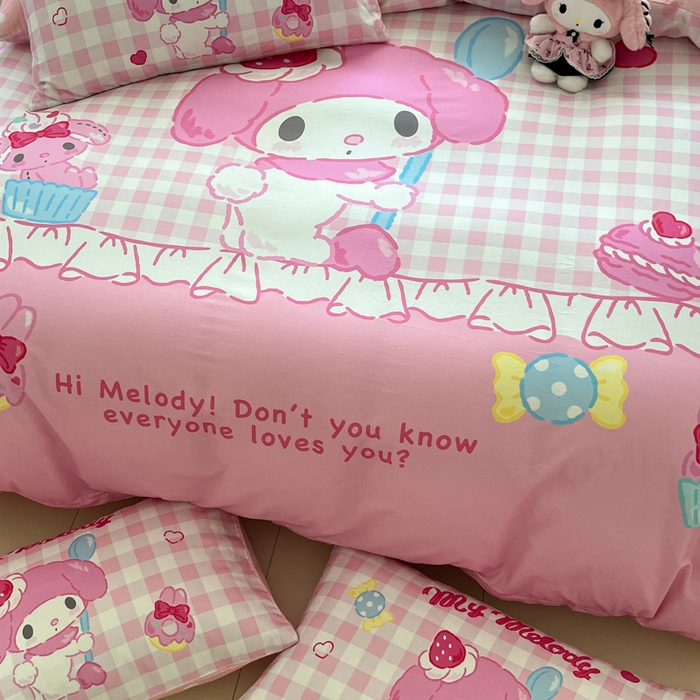 91家纺网 家纺一手货源 找家纺 金爱家 2025新款三丽鸥纯棉数码印花系列四件套 大阪-星戴美乐蒂