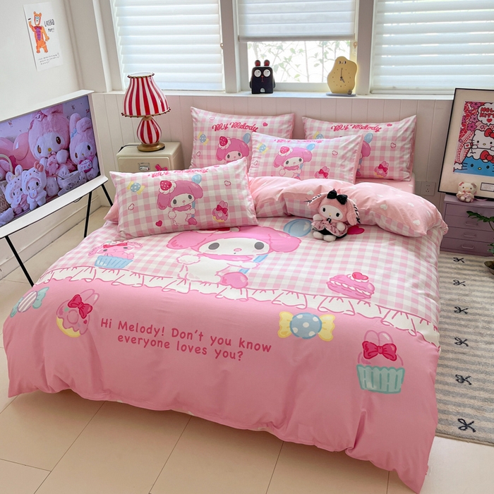 91家纺网 家纺一手货源 找家纺 金爱家 2025新款三丽鸥纯棉数码印花系列四件套 大阪-星戴美乐蒂