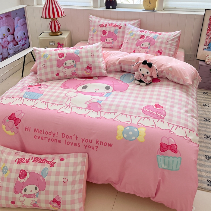 91家纺网 家纺一手货源 找家纺 金爱家 2025新款三丽鸥纯棉数码印花系列四件套 大阪-星戴美乐蒂