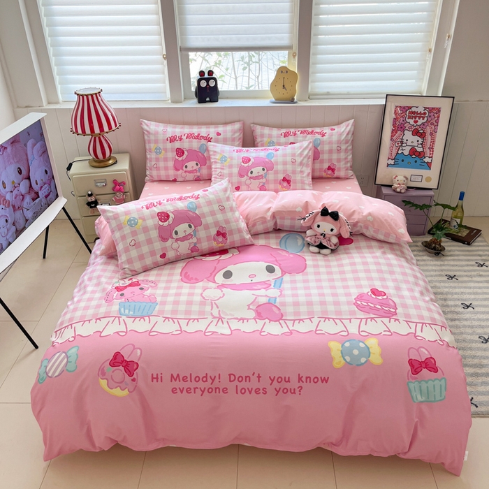 91家纺网 家纺一手货源 找家纺 金爱家 2025新款三丽鸥纯棉数码印花系列四件套 大阪-星戴美乐蒂